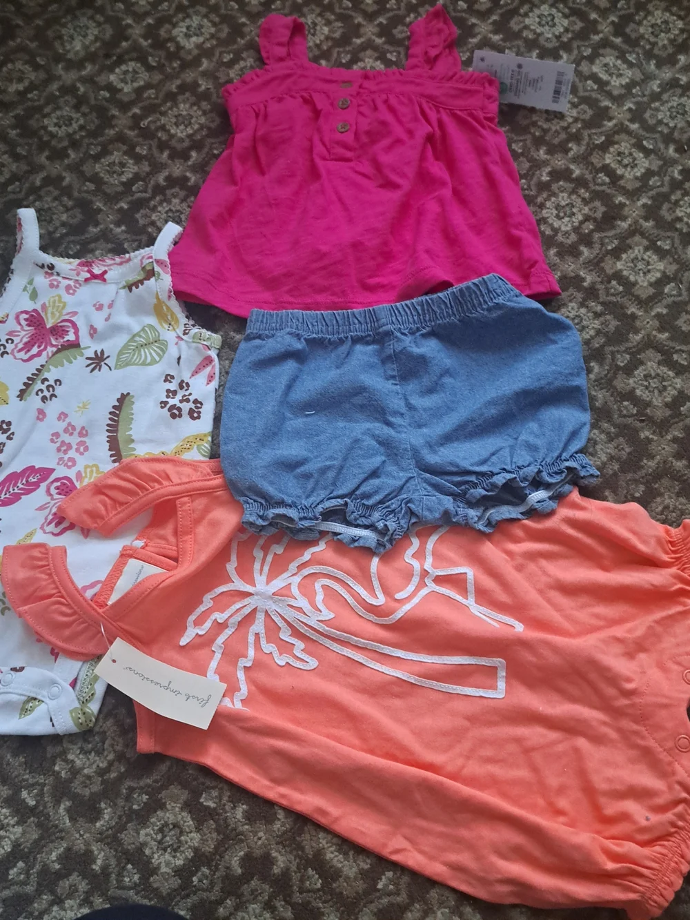 Carter's Bright Pink Baby Top Bundle 4 Set